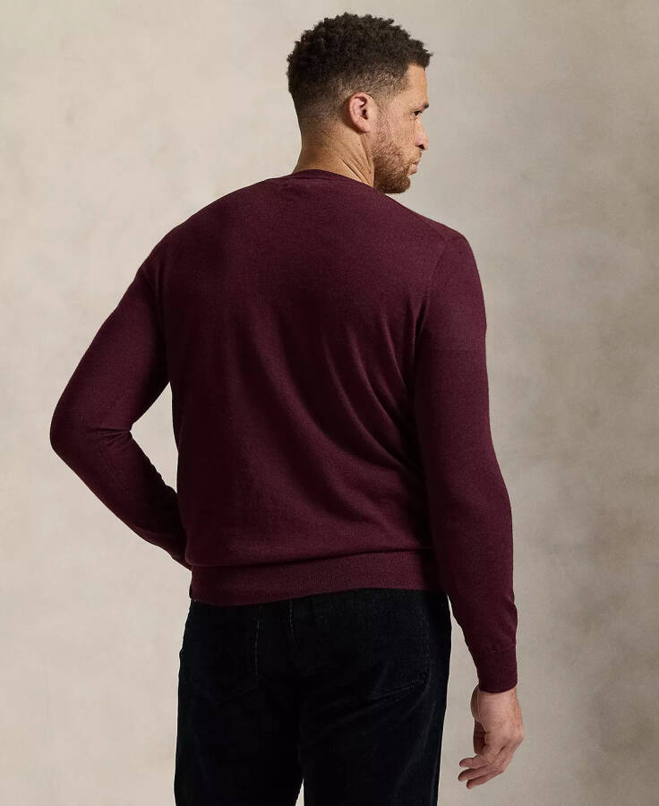 Men's Big & Tall Washable Wool V-Neck Sweater Aged Wine Heather - 2