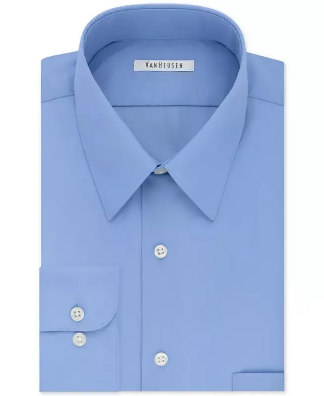 Men's Bigger Fit Wrinkle Free Poplin Solid Dress Shirt - 1