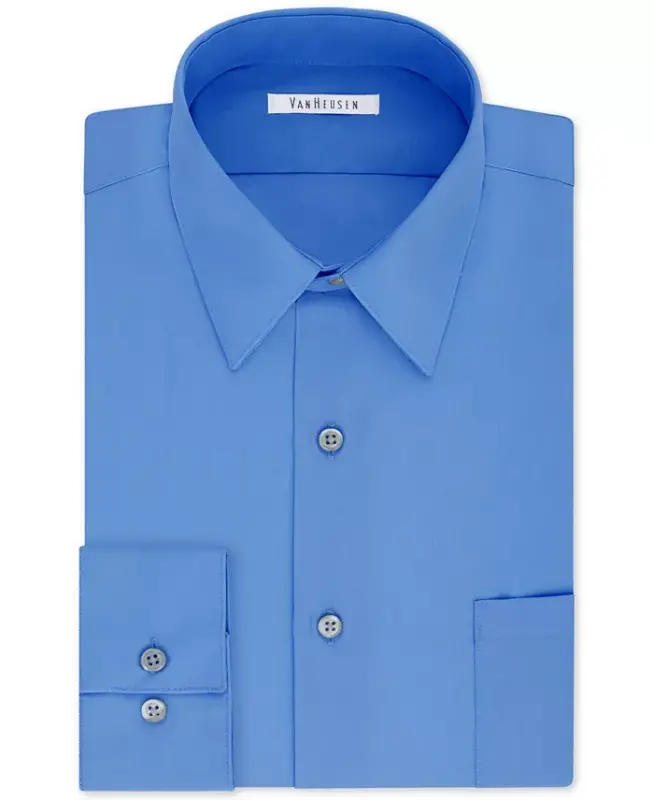 Men's Bigger Fit Wrinkle Free Poplin Solid Dress Shirt - 1