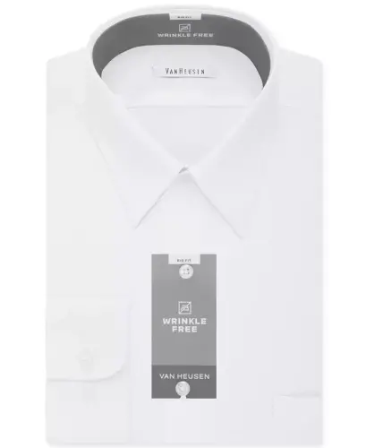 Men's Bigger Fit Wrinkle Free Poplin Solid Dress Shirt - 3