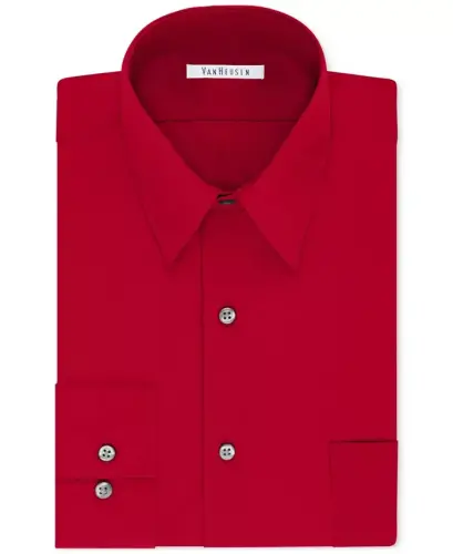 Men's Bigger Fit Wrinkle Free Poplin Solid Dress Shirt - Flame 