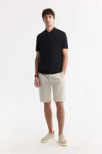 Men's Black 100% Cotton Quick Dry Regular Fit Non-Wrinkle Polo Collar T-shirt B001032 - 5