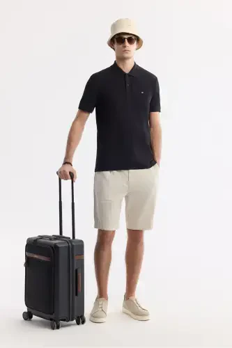 Men's Black 100% Cotton Quick Dry Regular Fit Non-Wrinkle Polo Collar T-shirt B001032 - 7