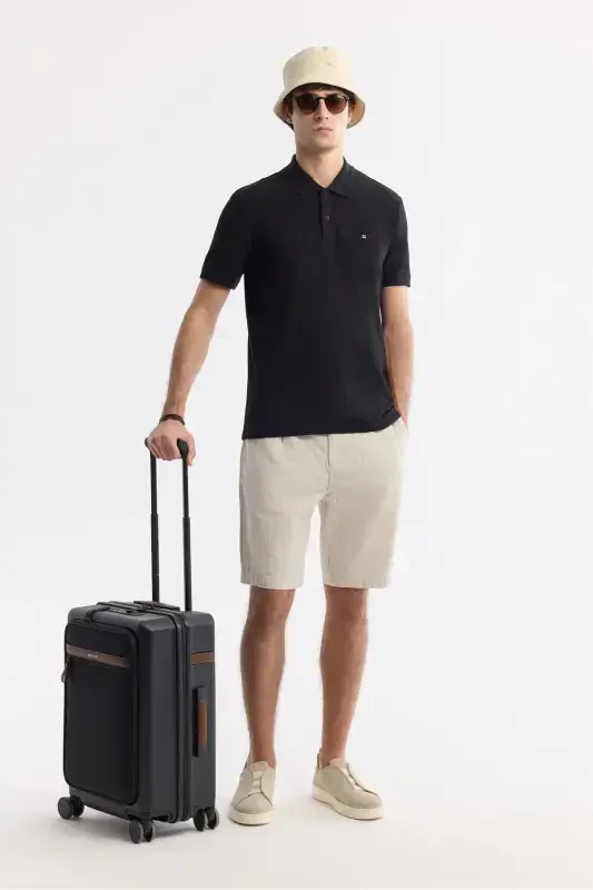 Men's Black 100% Cotton Quick Dry Regular Fit Non-Wrinkle Polo Collar T-shirt B001032 - 7