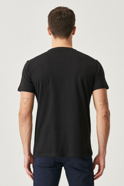 Men's Black 100% Cotton Slim Fit Crew Neck Basic T-Shirt - 24