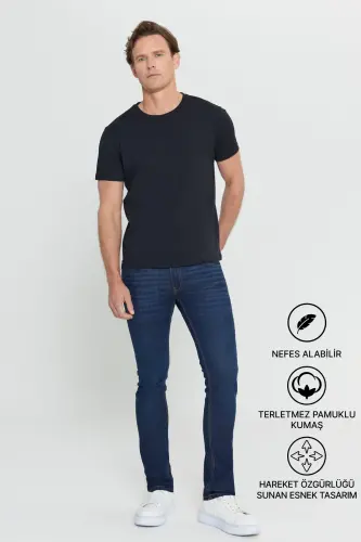 Men's Black 100% Cotton Slim Fit Crew Neck Basic T-Shirt - AC&CO / ALTINYILDIZ CLASSICS (1)