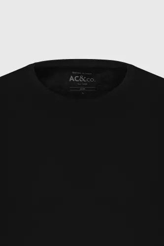 Men's Black 100% Cotton Slim Fit Crew Neck Basic T-Shirt - 11