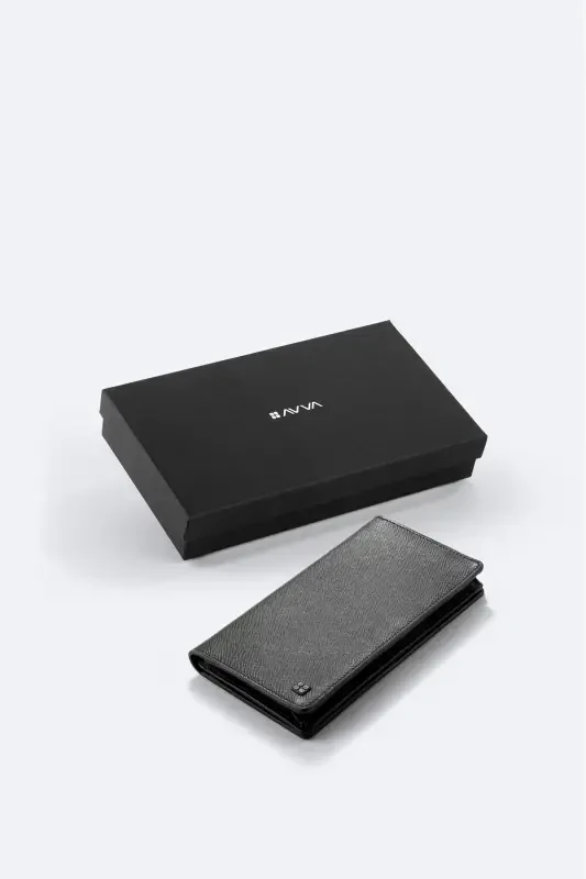 Men's Black 100% Leather Wallet B009561 - AVVA