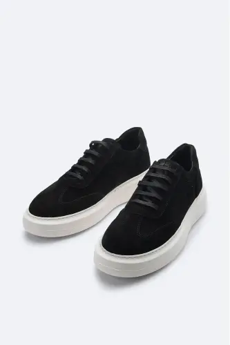 Men's Black 100% Suede Leather Flexible Sole Casual Shoes B008002 - AVVA (1)