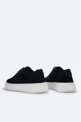 Men's Black 100% Suede Leather Flexible Sole Casual Shoes B008002 - 4