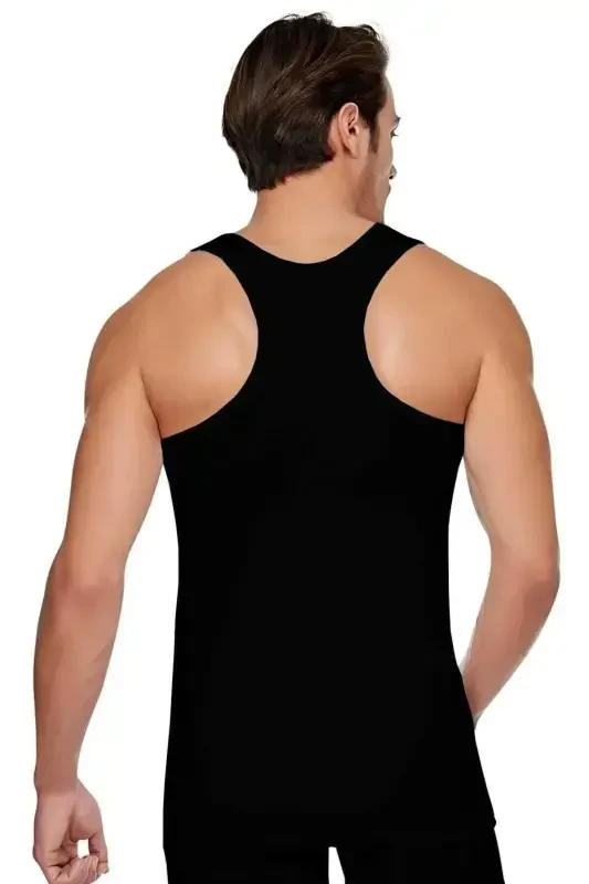 Men's Black 3-Pack Cotton Ribbed Sports Tank Top-Black - 1