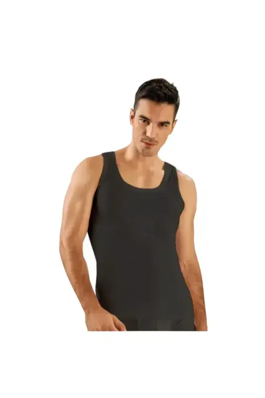 Men's Black 6-Pack Ribbed Classic Tank Top - 1
