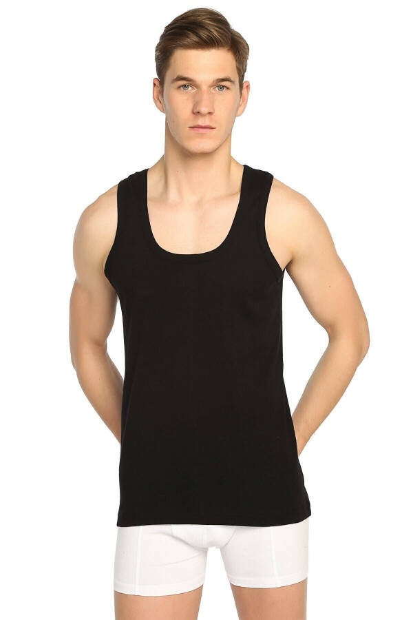 Men's Black 6-Pack Ribbed Classic Tank Top Elf568t0102ccm6 - 1