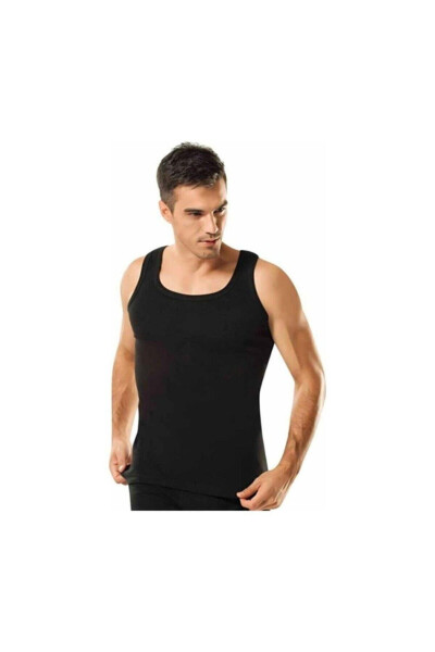 Men's Black 6 Pack Ribbed Classic Undershirt - 3