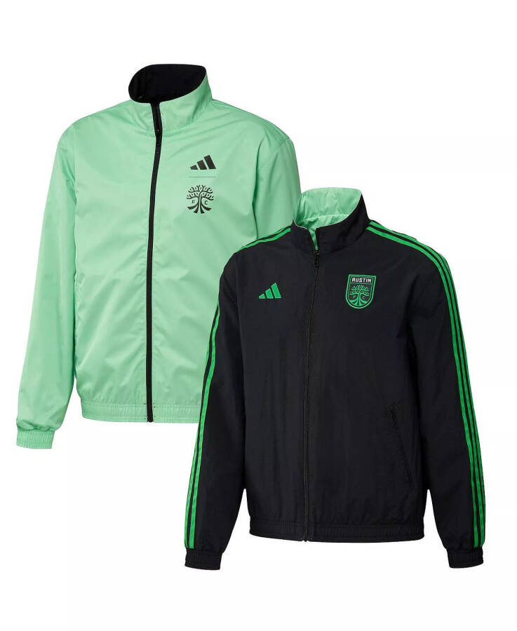 Men's Black and Green Austin FC 2023 On-Field Anthem Full-Zip Reversible Team Jacket Black, Green - 1