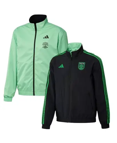 Men's Black and Green Austin FC 2023 On-Field Anthem Full-Zip Reversible Team Jacket-Black, Green - 1