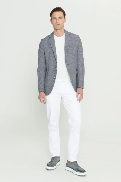 Men's Black and White Slim Fit Narrow Cut Mono Collar Des - ALTINYILDIZ CLASSICS (1)