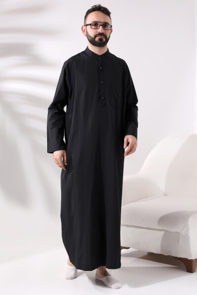 Men's Black Ankle-Length Thawb for Hajj and Umrah - 2