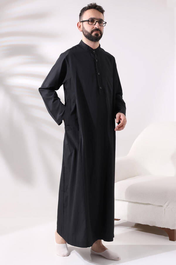 Men's Black Ankle-Length Thawb for Hajj and Umrah - 3