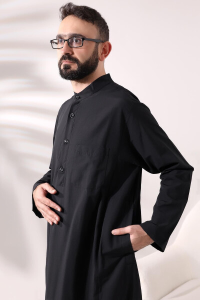 Men's Black Ankle-Length Thawb for Hajj and Umrah - 4