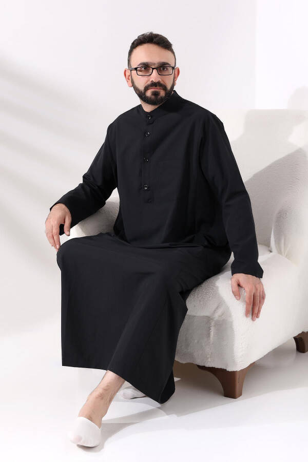 Men's Black Ankle-Length Thawb for Hajj and Umrah - 6