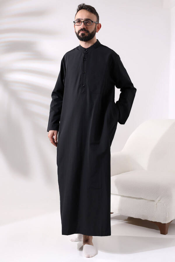 Men's Black Ankle-Length Thawb for Hajj and Umrah - 7