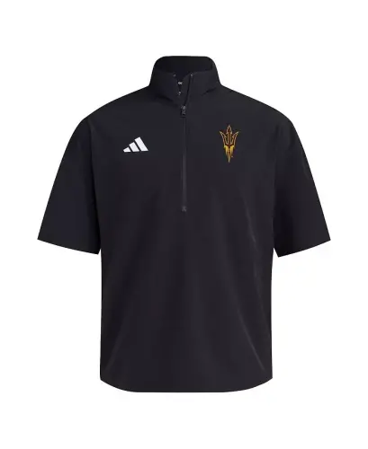 Men's Black Arizona State Sun Devils 2024 Half-Zip Short Sleeve Training Jacket-Black - 3
