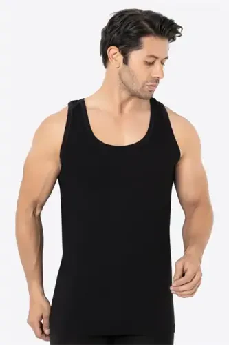 Men's Black Bamboo Tank Top 2-Pack Soft Flexible Thin Fabric Breathable Tank Top - BÜYÜKBEDENIZ (1)