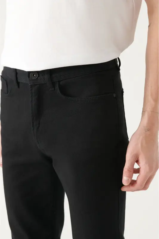 Men's Black Basic 5 Pocket Cotton Trousers B003007 - 4