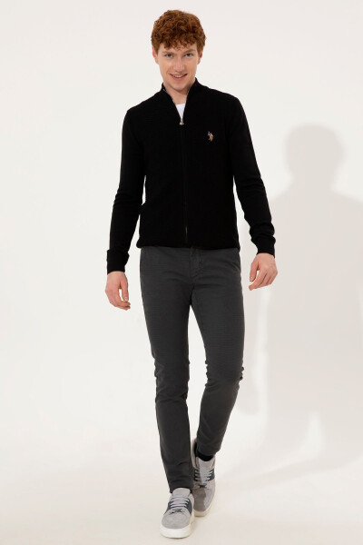 Men's Black Basic Knit Cardigan - 4