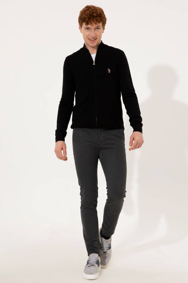 Men's Black Basic Knit Cardigan - 4