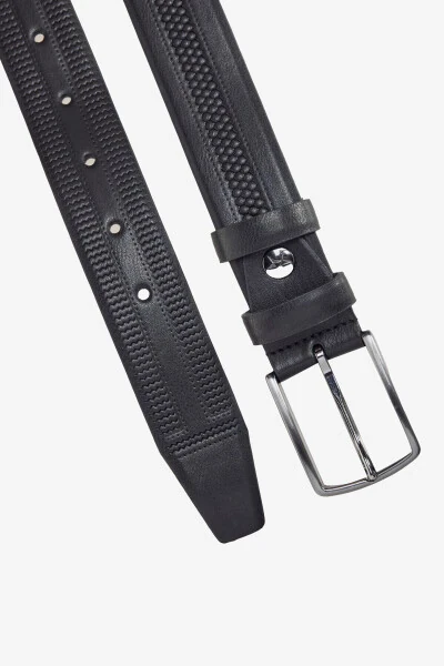 Men's Black-Brown Special Wooden Gift Boxed 2-Piece Suit Belt Groom Set - 4