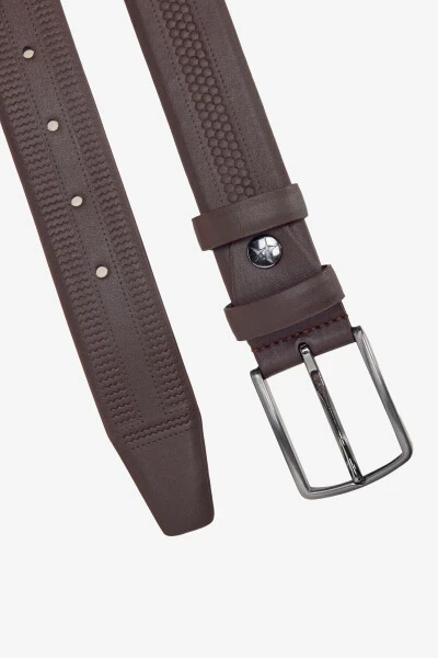 Men's Black-Brown Special Wooden Gift Boxed 2-Piece Suit Belt Groom Set - 5