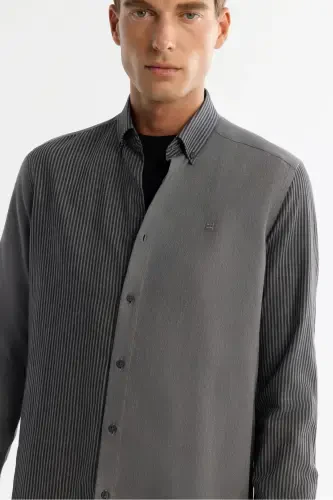 Men's Black Button-Down Collar 100% Cotton Shirt A42Y213 - AVVA (1)