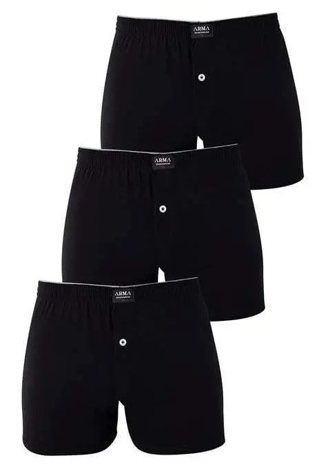 Mens Black Buttoned Boxer 3-Pack 100% Cotton Jersey - 2