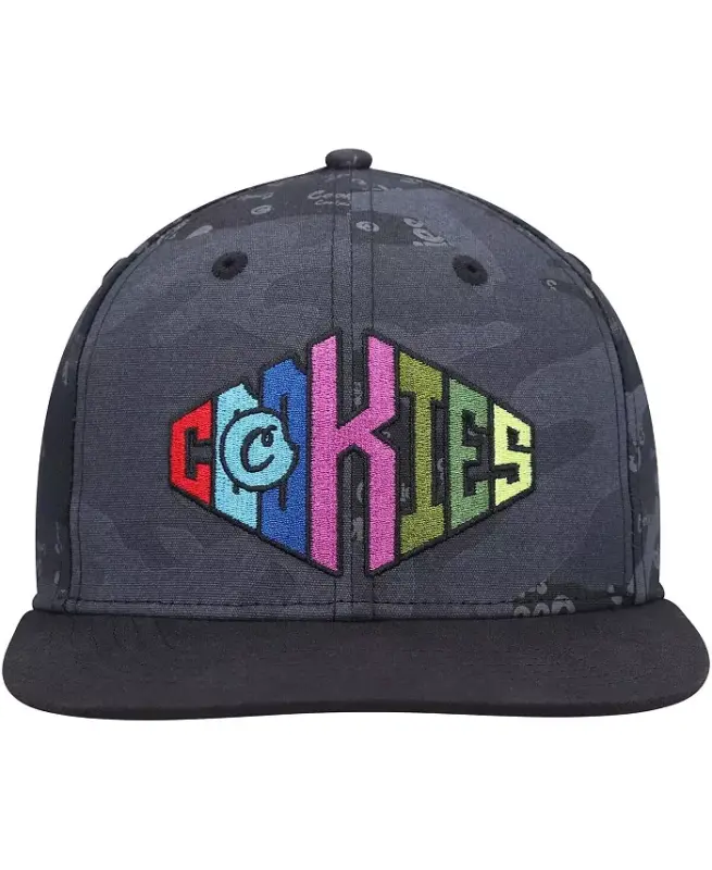 Men's Black, Camo Across the Board Snapback Hat - 2