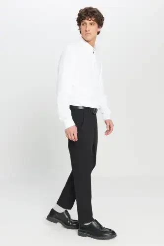 Men's Black Canvas Slim Fit Skinny Side Pocket Chino Pants - 6