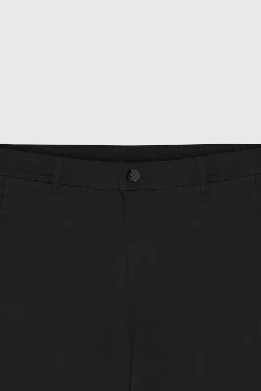 Men's Black Canvas Slim Fit Skinny Side Pocket Chino Pants - 10