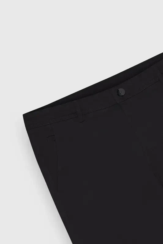 Men's Black Canvas Slim Fit Skinny Side Pocket Chino Pants - 11