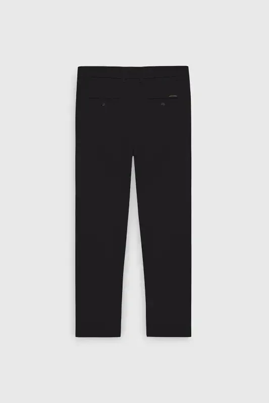 Men's Black Canvas Slim Fit Skinny Side Pocket Chino Pants - 12
