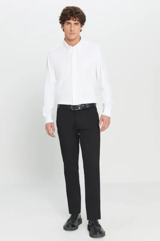 Men's Black Canvas Slim Fit Skinny Side Pocket Chino Pants - 8