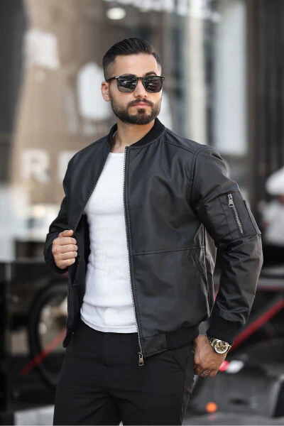 Men's Black Carbon Leather Jacket - 3