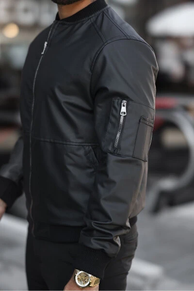 Men's Black Carbon Leather Jacket - 4