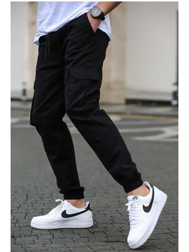 Men's Black Cargo Pocket Pants 5447-Black - 3