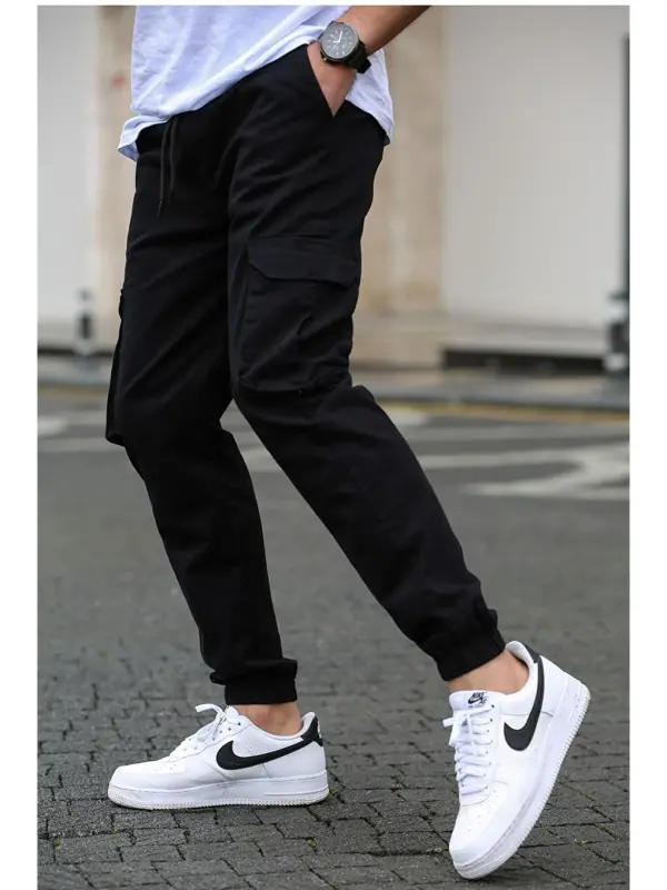 Men's Black Cargo Pocket Pants 5447-Black - 3