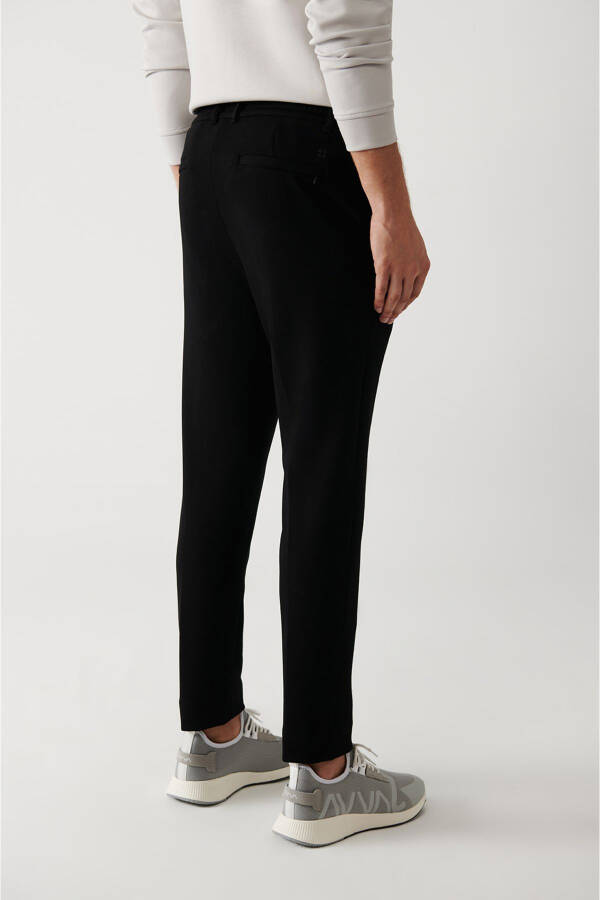 Men's Black Chino Pants with Elastic Back Waist, Side Pockets, Stretch Relaxed Fit A32y3063 - 6