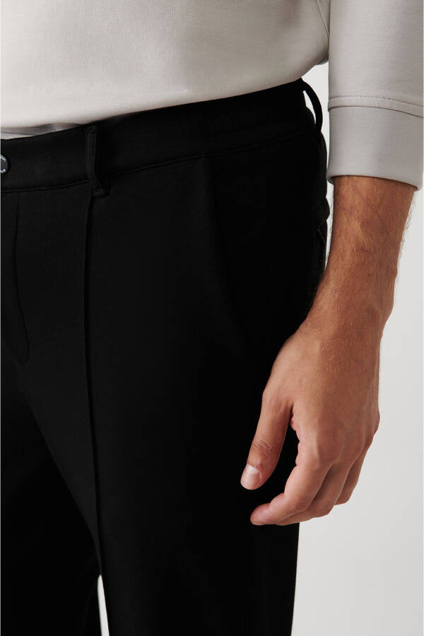 Men's Black Chino Pants with Elastic Back Waist, Side Pockets, Stretch Relaxed Fit A32y3063 - 7