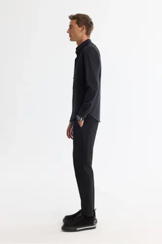 Men's Black Classic Collar Flexible Technical Fabric Shirt - AVVA (1)