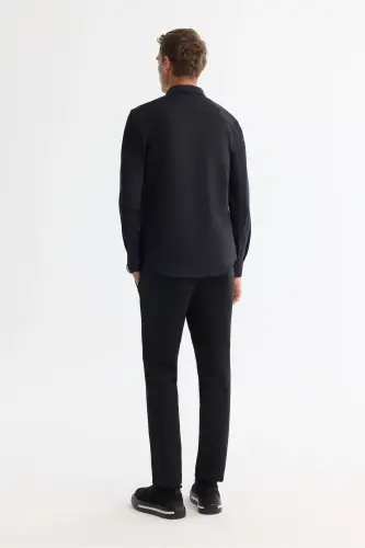 Men's Black Classic Collar Flexible Technical Fabric Shirt - 3