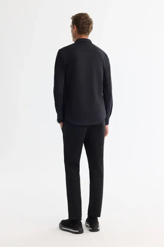 Men's Black Classic Collar Flexible Technical Fabric Shirt - 3